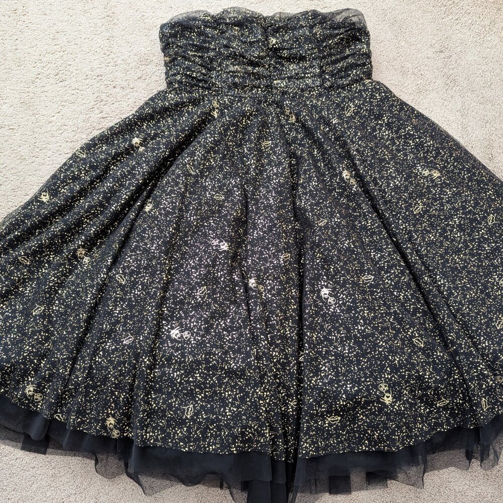 Betsey Johnson Strapless Ball Gown (Torrid) Balck & Gold Sparkle Size 20 New - Picture 8 of 16